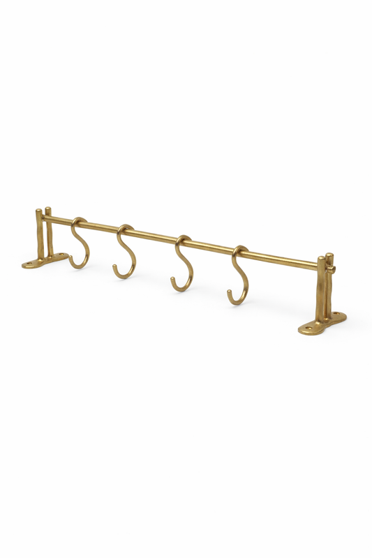 Luxury Solid Brass Kitchen Hanging Rail with 5 Hooks (18") F126