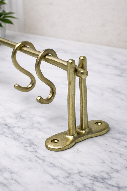 LUXURY SOLID BRASS KITCHEN BAR (24"+7 HOOKS) F125