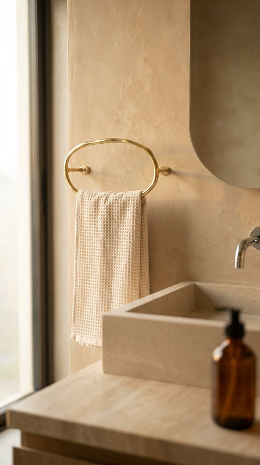 Solid Brass Hand Towel Ring – Wall-Mounted Towel Holder for Bathroom or Kitchen F151