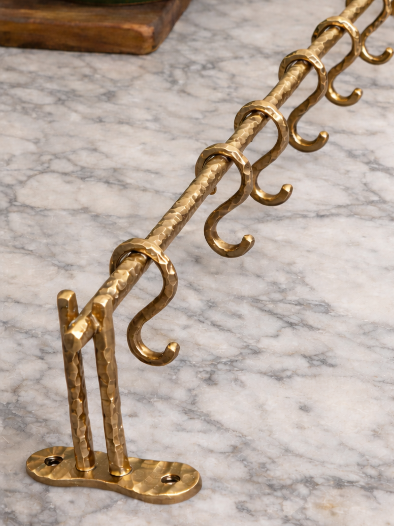 HEAVY DUTY LUXURY SOLID BRASS KITCHEN BAR (18"+5 HOOKS) F128