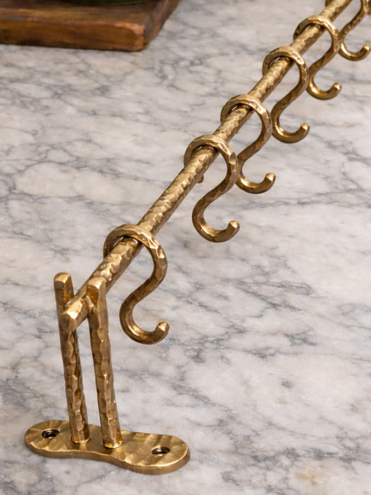 HEAVY DUTY LUXURY SOLID BRASS KITCHEN BAR (18"+5 HOOKS) F128
