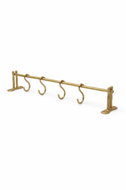 Luxury Solid Brass Kitchen Hanging Rail with 5 Hooks (18") F126