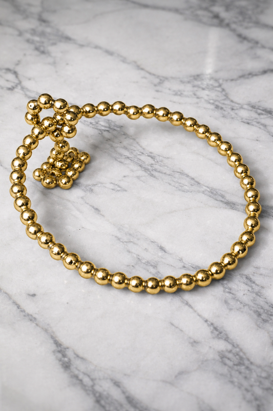 LUXURY SOLID BRASS PEARL TOWEL RING F101
