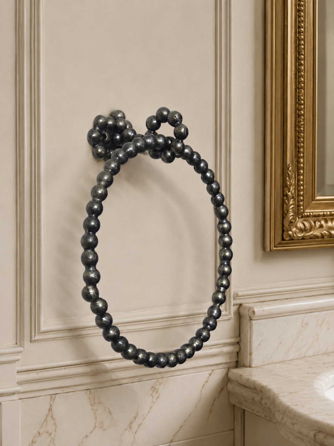 LUXURY SOLID BRASS PEARL TOWEL RING F101