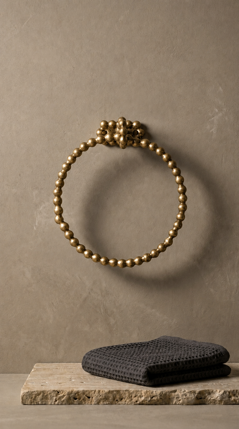 LUXURY SOLID BRASS PEARL TOWEL RING F101