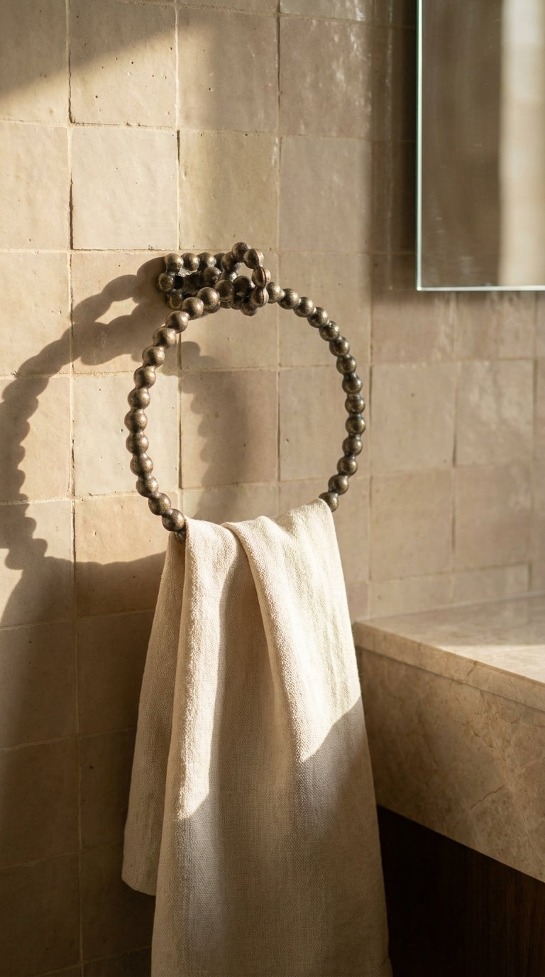 LUXURY SOLID BRASS PEARL TOWEL RING F101