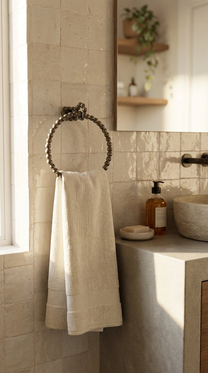 LUXURY SOLID BRASS PEARL TOWEL RING F101